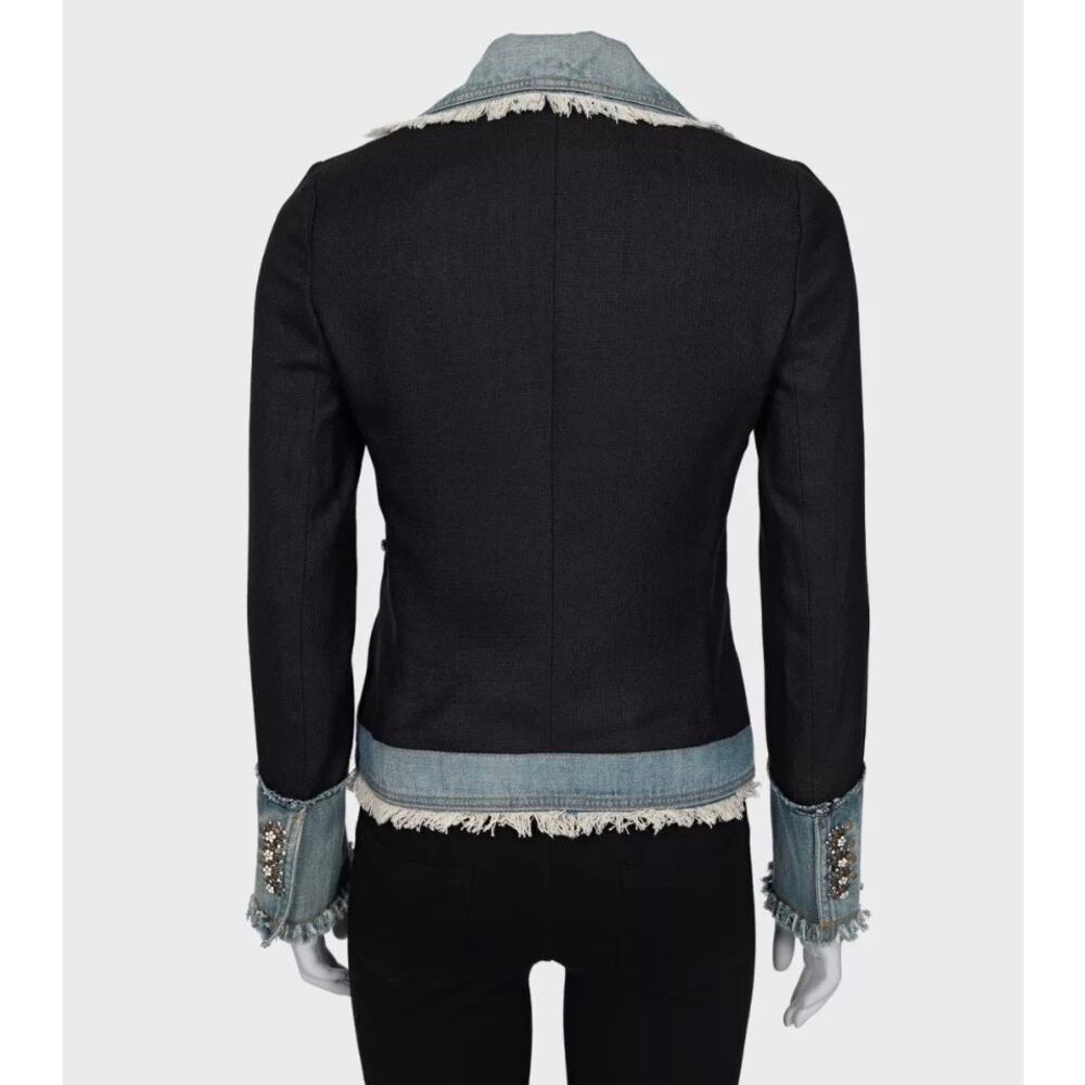 Dolce & Gabbana Black Fitted Chic Denim Insert Jacket Sz.38/XS - Picture 3 of 6
